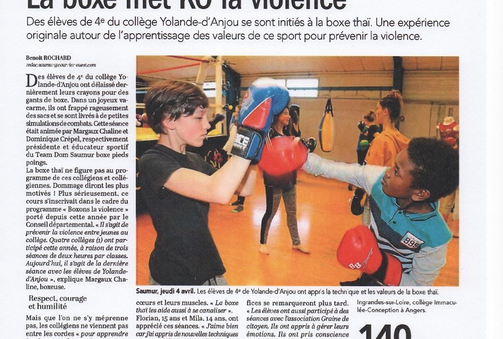 Les collégiens de Yolande d’Anjou participent à l’action « BOXONS LA VIOLENCE »