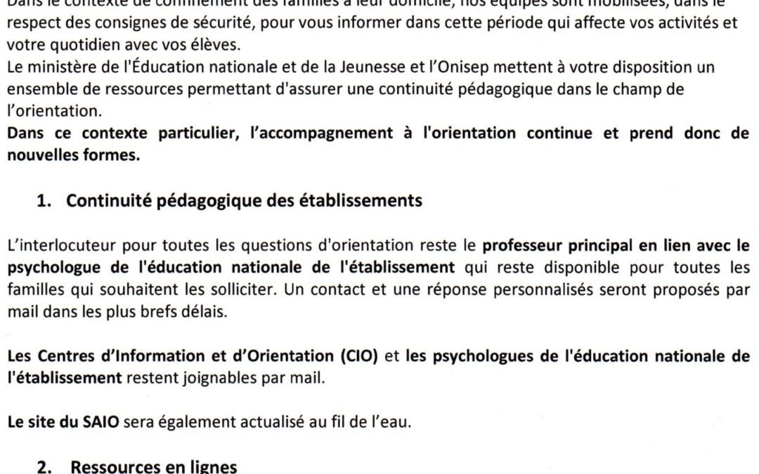 ACCOMPAGNEMENT A L’ORIENTATION AU COLLEGE